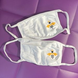 Lot of 2 Hanes Cotton Face Masks Washable Reusable Queen Bee Design NWOT 🐝❤️